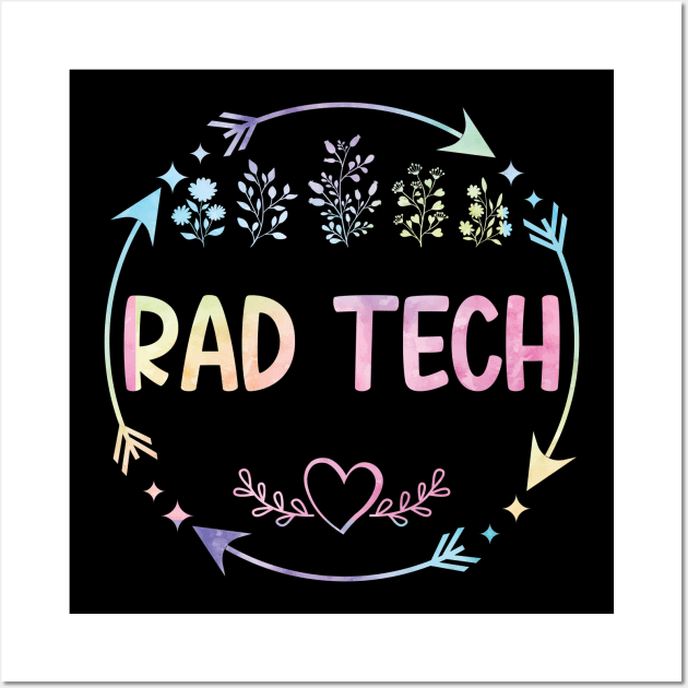 Rad Tech cute floral watercolor Wall Art by ARTBYHM